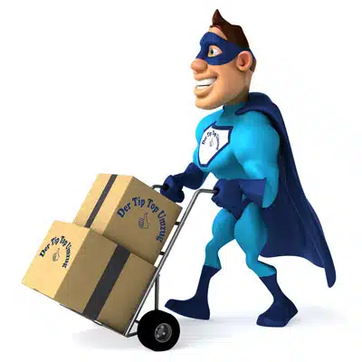 Umzugskartons werden von Umzugsheld mit Sackkarre transportiert.