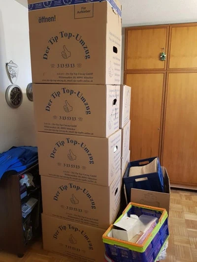 Kartons beim Privatumzug in München